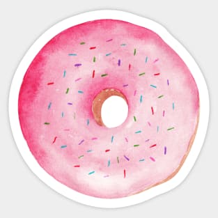 Pink Donut Watercolor By shoko Sticker